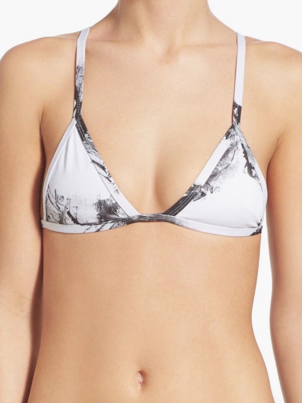 TAVIK White and Black Marble Triangle Bikini Top (Smudge) double back straps